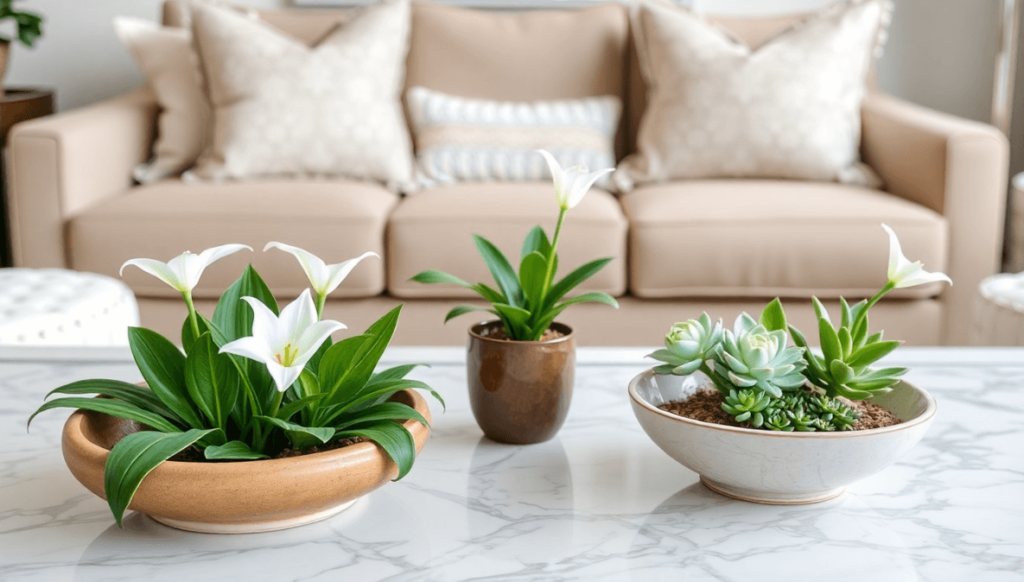 Plants as Centerpieces for Coffee Tables and Dining Areas