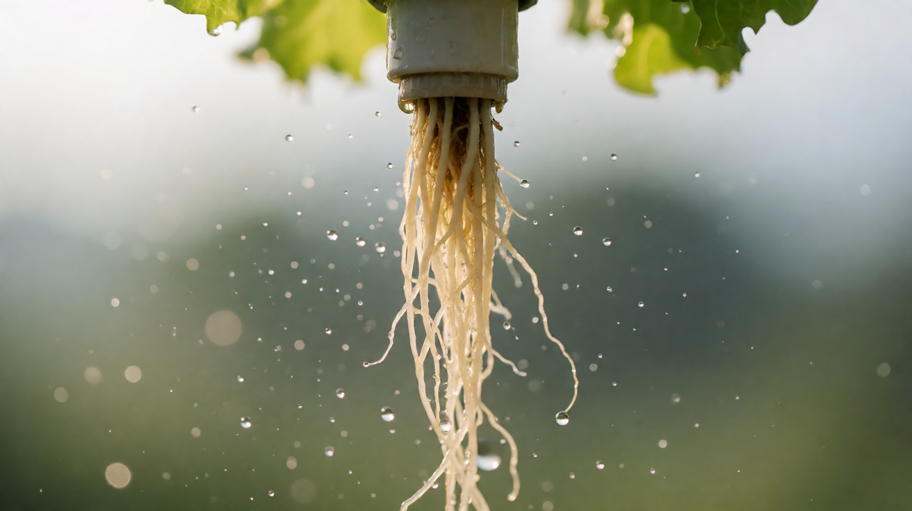 Mist droplet evaporation from aeroponic nozzle in dry indoor air