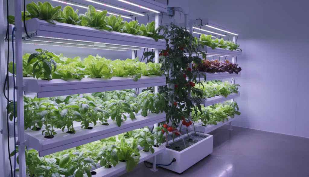 Best hydroponic plants including lettuce basil and tomatoes growing in water