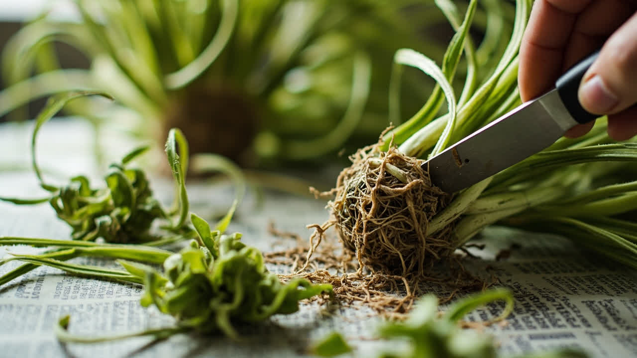 Editorial indoor plant photography for spider plant care article