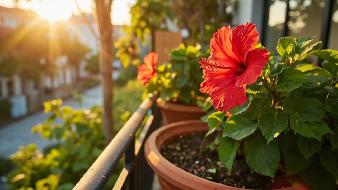Vibrant red hibiscus flower (Hibiscus rosa-sinensis) in full bloom