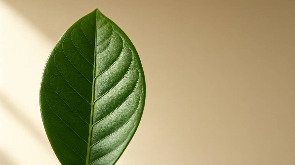 Healthy houseplant leaf in bright indirect light