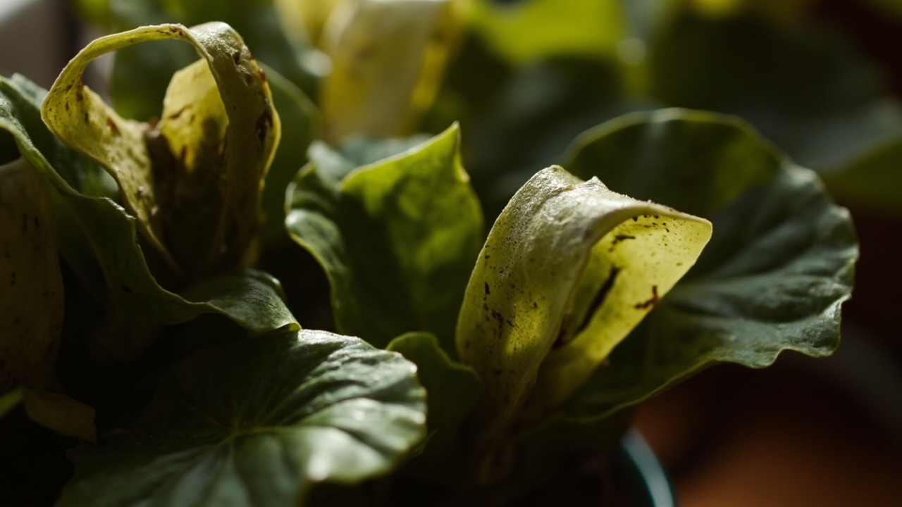 Hoya leaf curling inward, problem mood, warm backlight