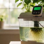 Home hydroponic reservoir with digital EC and pH meter