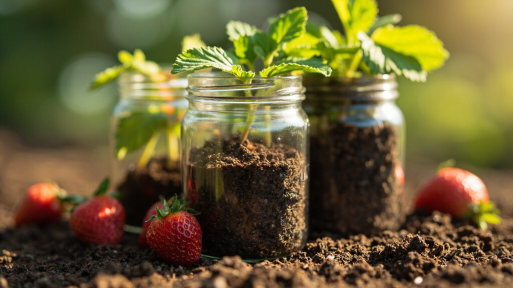 Strawberry soil pH testing with garden soil samples