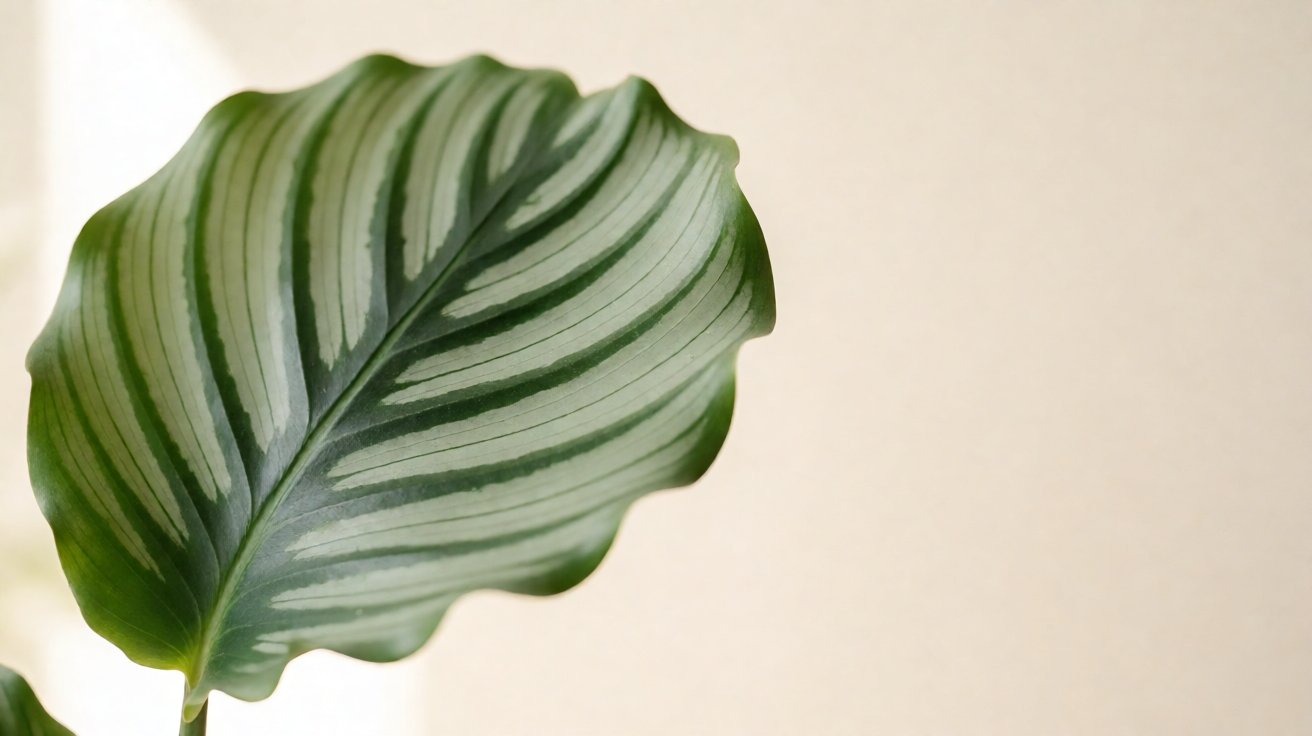 Calathea orbifolia leaf showing striping pattern