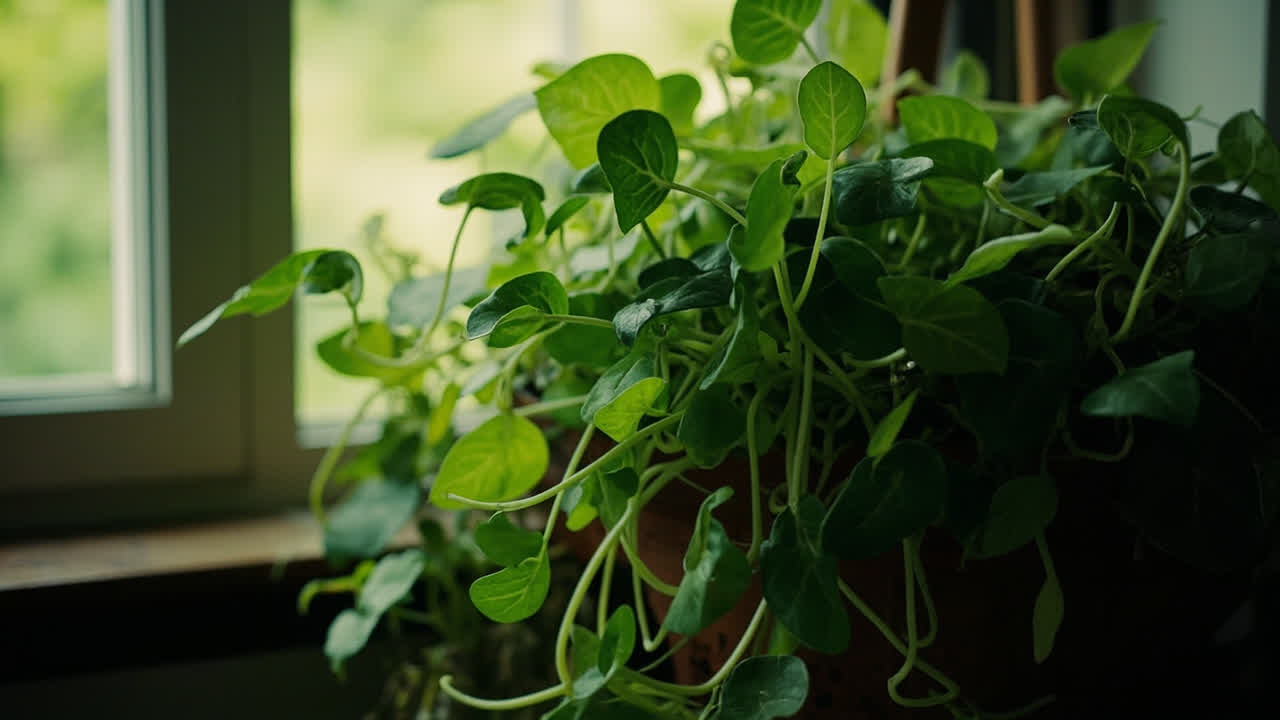 Golden pothos with deep green leaves thriving in medium indirect light