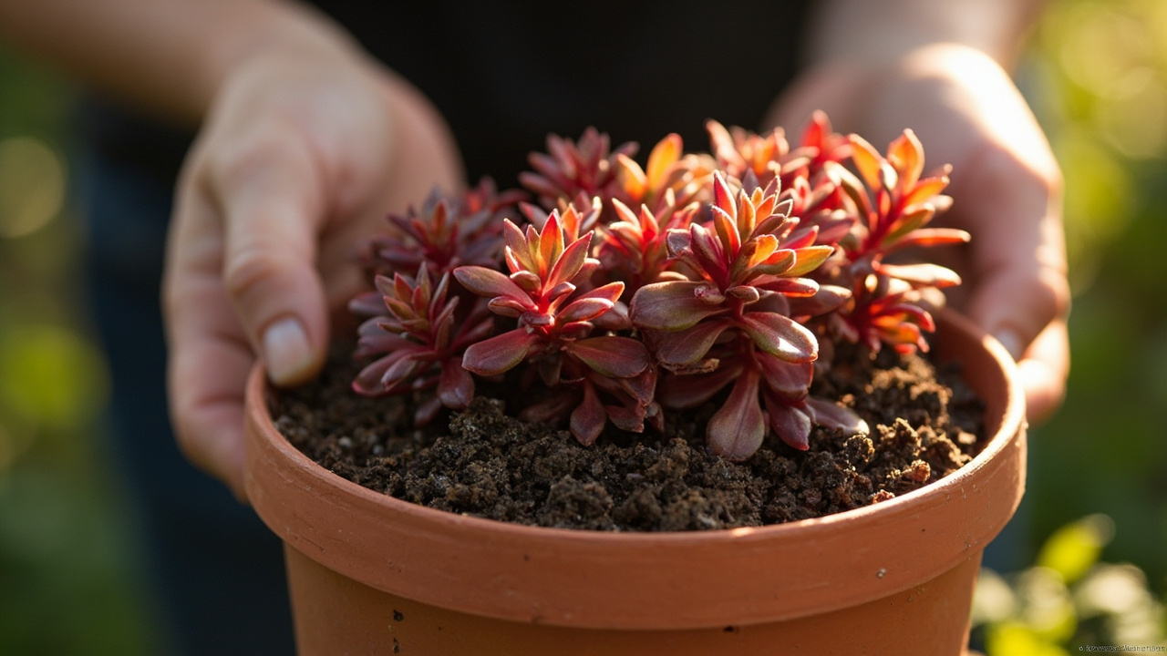 Hands mixing a lean gritty soil in a wheelbarrow for sedum planting