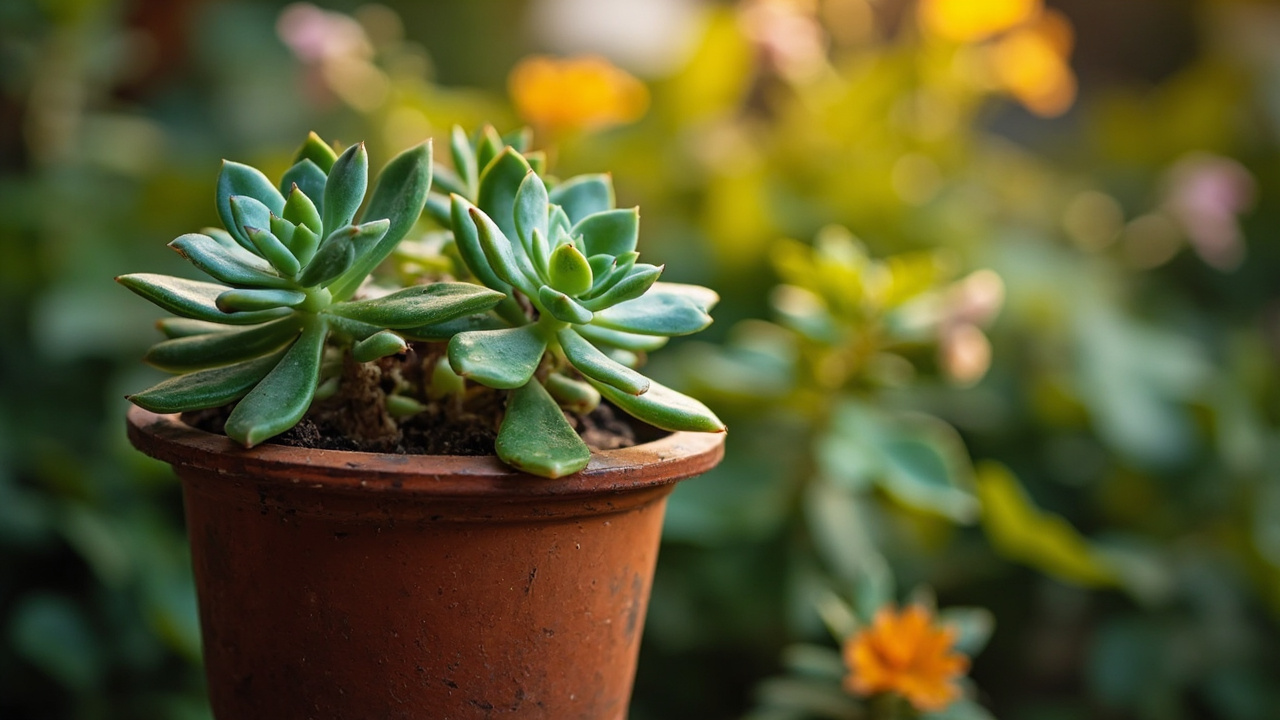 Comparison of compact sedum in full sun versus leggy stretched sedum in low light