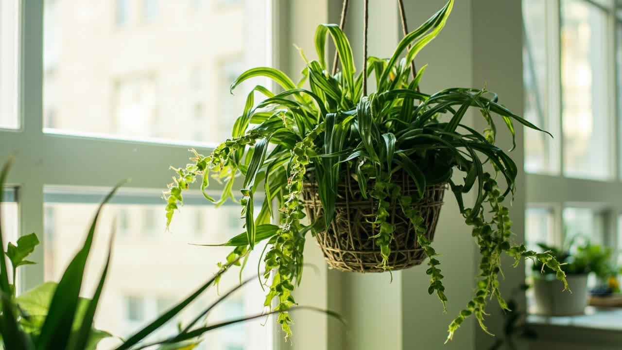Editorial indoor plant photography for spider plant care article