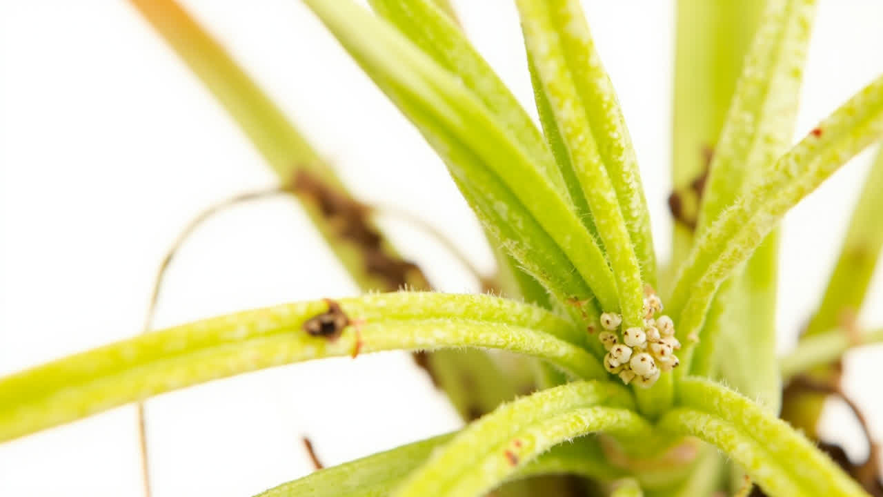 Comparison photo showing a spider plant with yellowing lower leaves vs healthy green spider plant