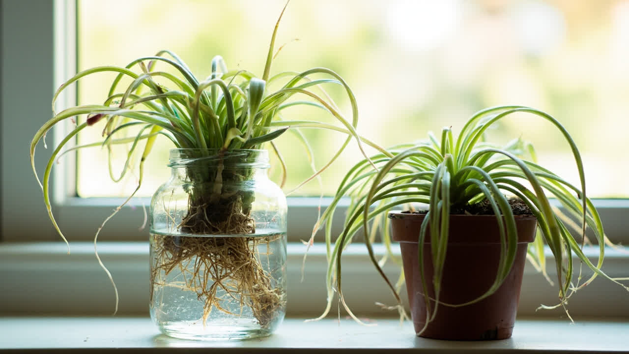 Editorial indoor plant photography for spider plant care article